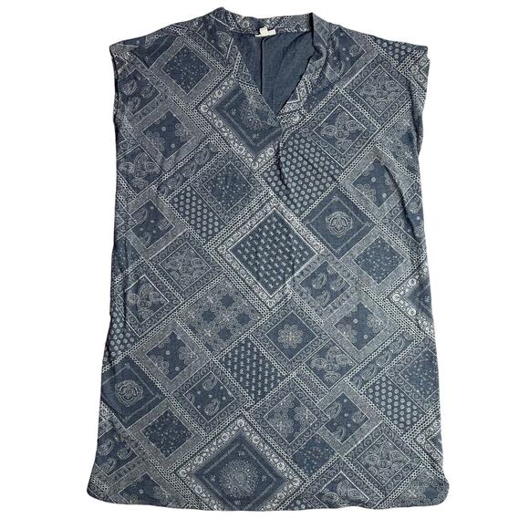 J. Jill Dresses & Skirts - XL J Jill Blue Paisley Shirt Dress Bandana Western Print Pockets Boho Chic Comfy